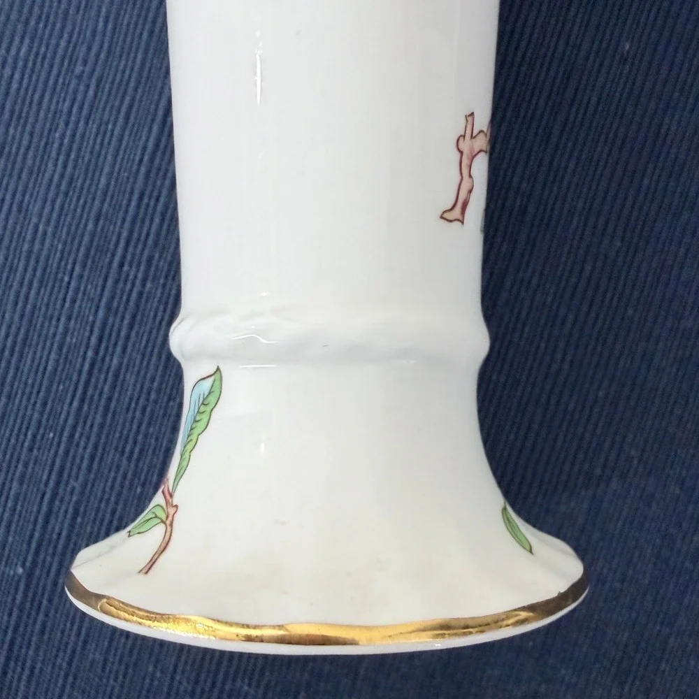 Aynsley Pembroke Bud Vase Bone China Bird Floral Gold Trim English Regencycore